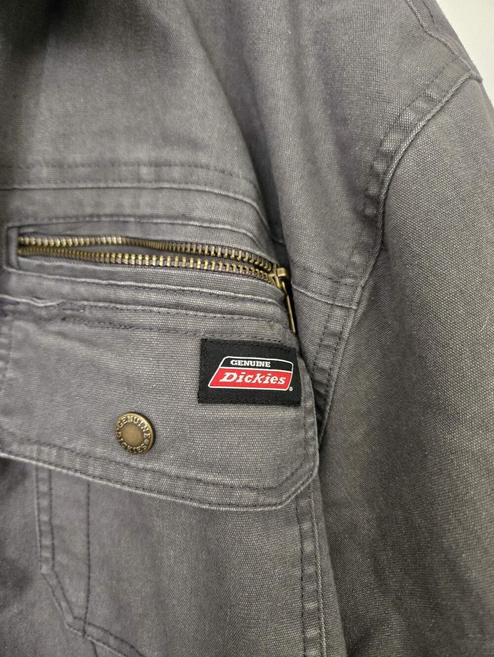 Dickies Sherpa-Lined Hooded Work Jacket | Gray Canvas Duck Coat | Men's 2XL - Picture 6 of 6
